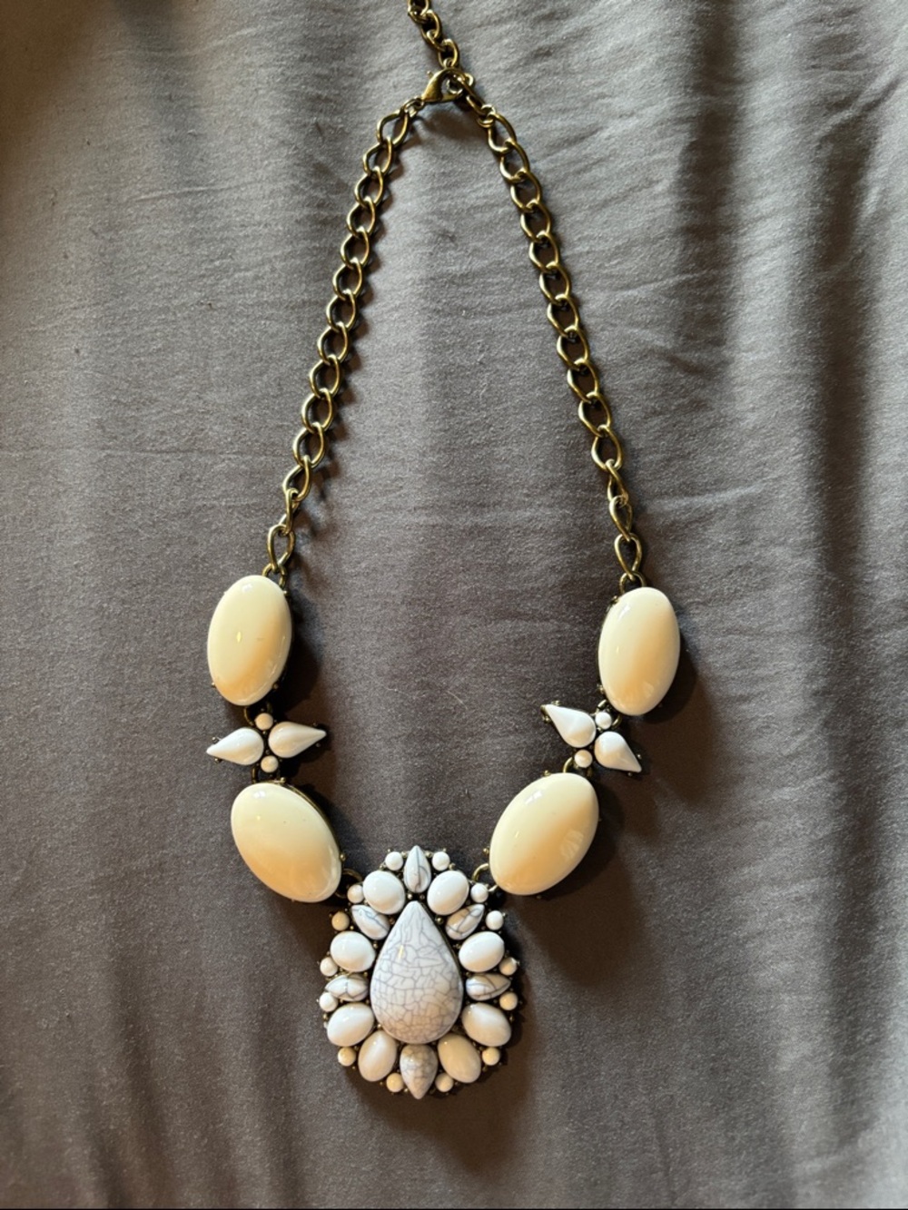 Cream Teardrop Statement Necklace - Elegant Women's Jewelry